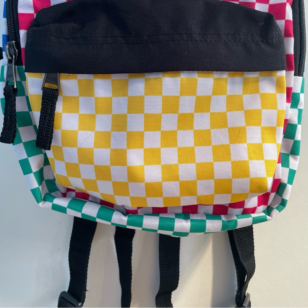 VANS Realm Rainbow Backpack Checkerboard Multi Color Block w/Laptop Pocket - Picture 5 of 8